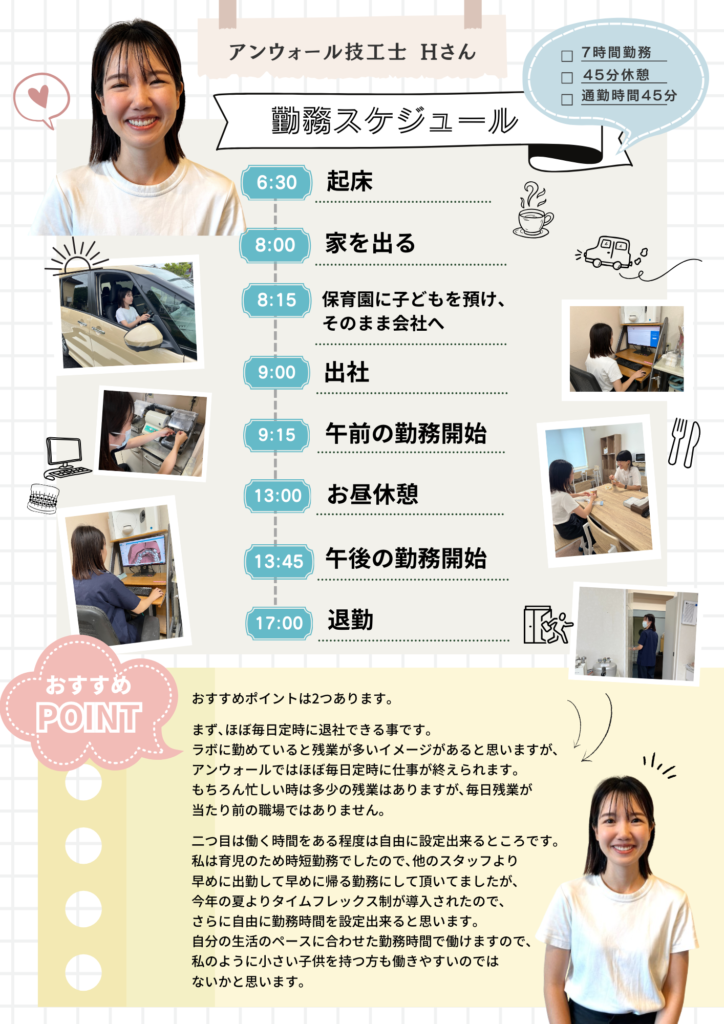 トリス矯正デンタルクリニック院内ラボアンウォールの技工士の勤務イメージ